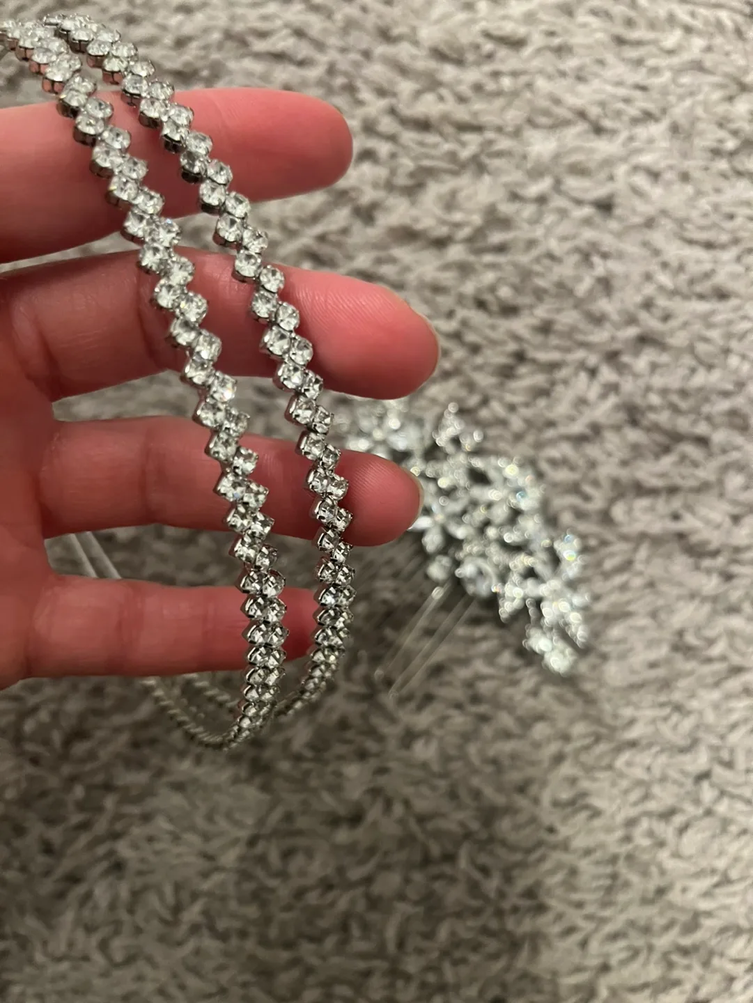 Rhinestone Headband and Hair Comb Set