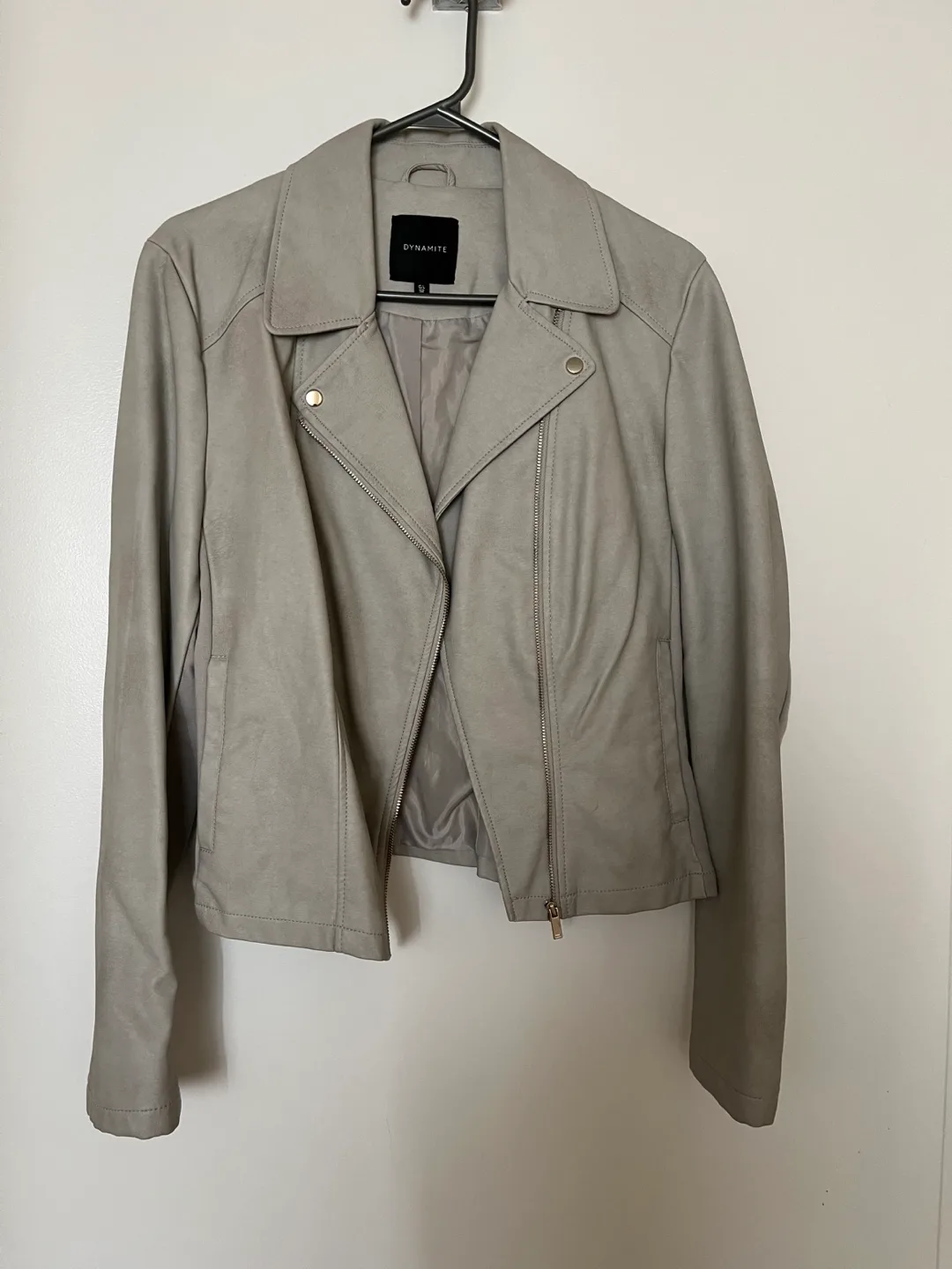Light Grey Dynamite Faux Leather Jacket Size S image indicator(2)