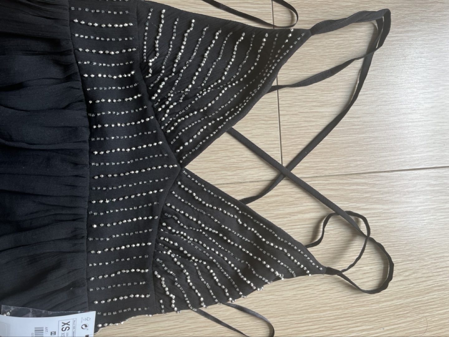 Zara Black Beaded Mini Dress - Size XS - photo 3