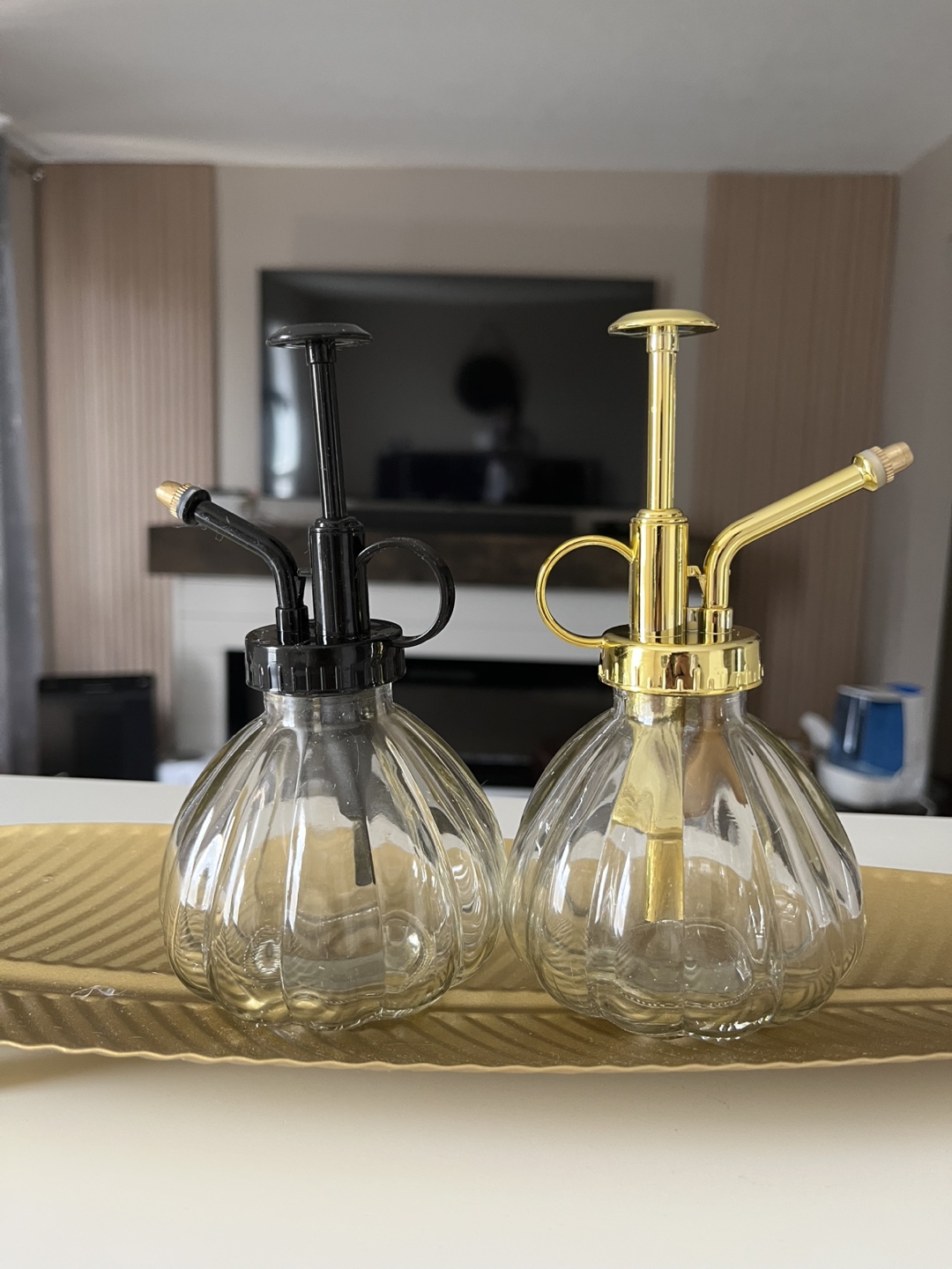 Decorative Glass Plant Mister Spray Bottle - Black & Gold