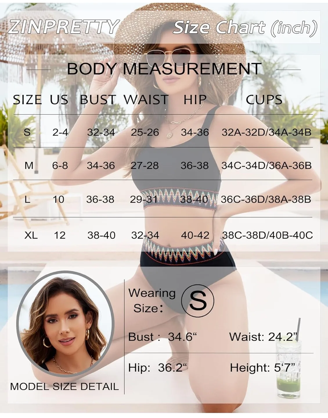 Black High Waisted Bikini Set - Size Medium image indicator(4)