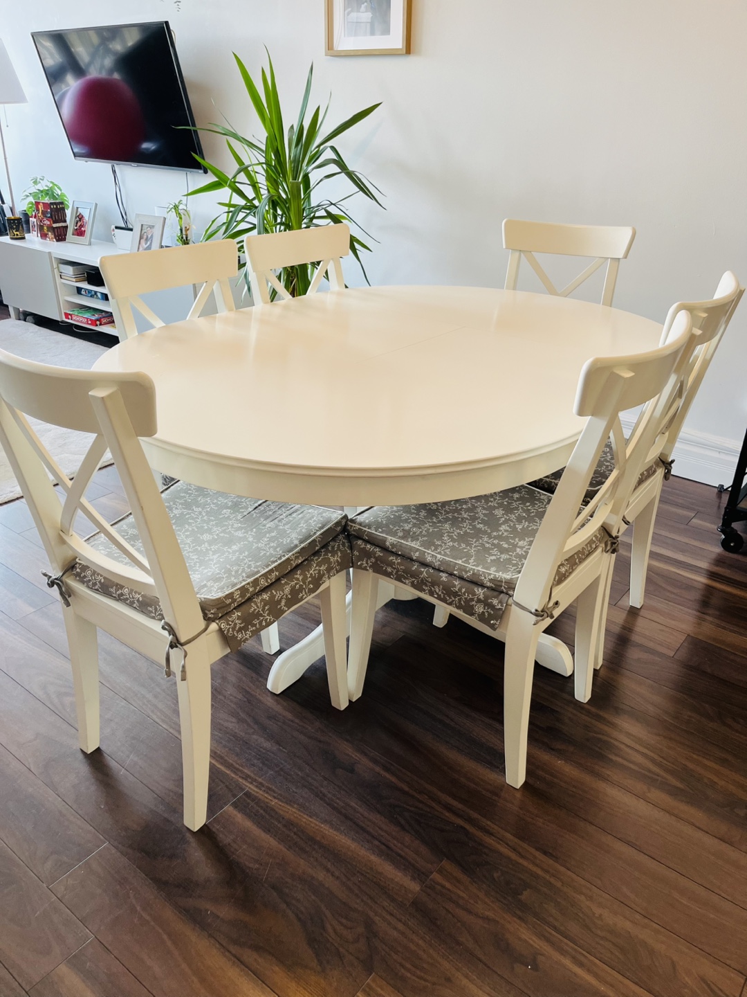IKEA Ingatorp White Extending Dining Table & 6 Chairs