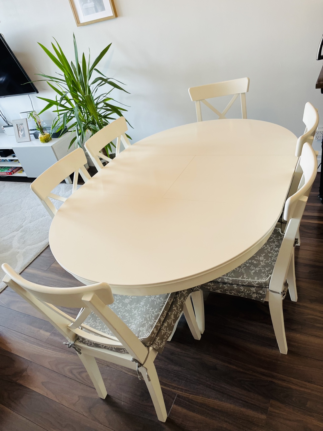 IKEA Ingatorp White Extending Dining Table & 6 Chairs - photo 2