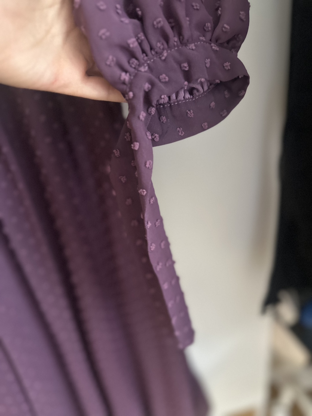 Purple Swiss Dot Maxi Dress with Sleeves - photo 5