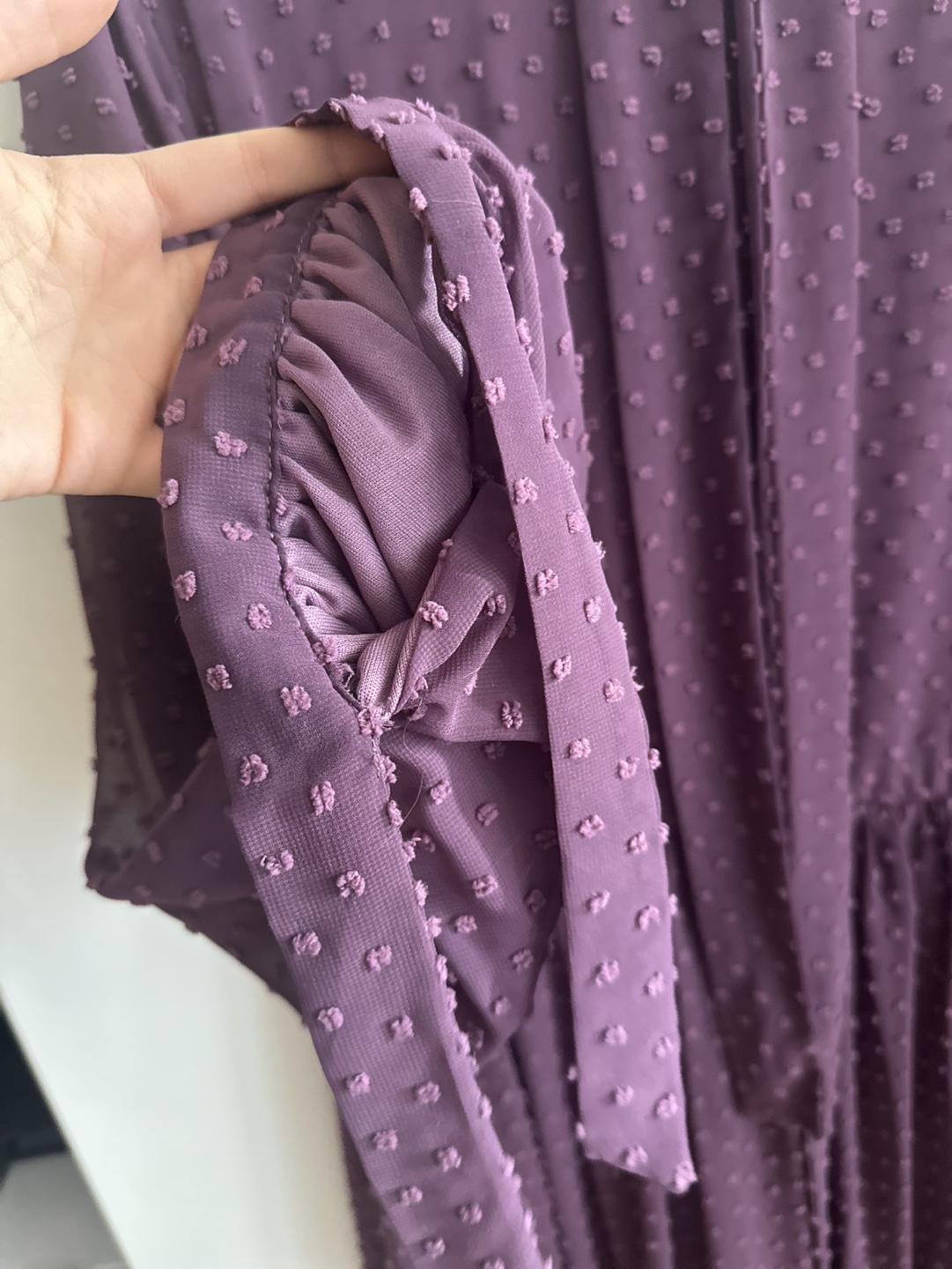 Purple Swiss Dot Maxi Dress with Sleeves - photo 4