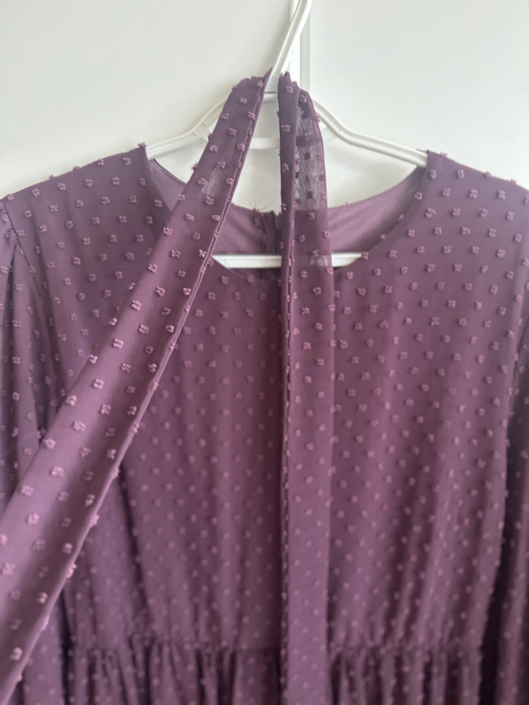 Purple Swiss Dot Maxi Dress with Sleeves - photo 3