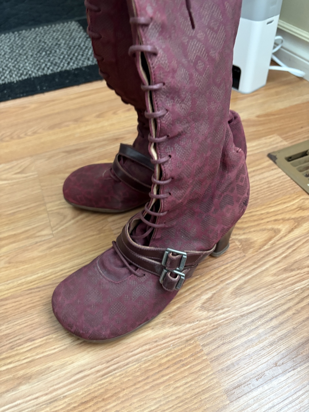 Burgundy Knee-High Lace-Up Boots - photo 3