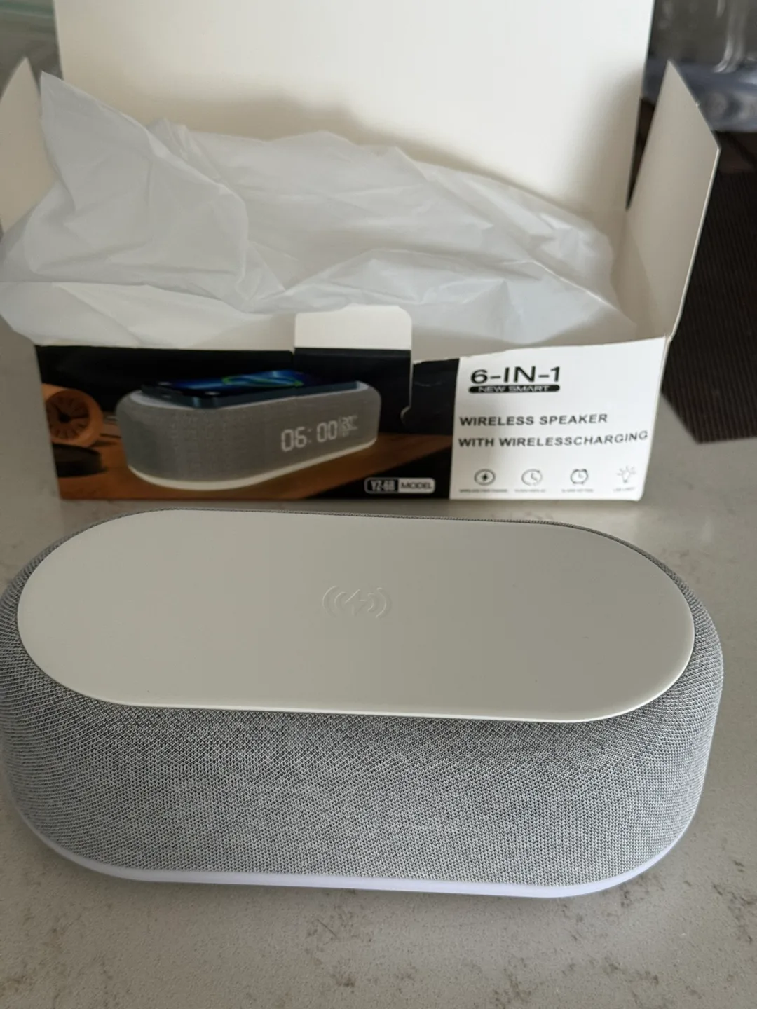 6-in-1 Wireless Speaker with Wireless Charging - Grey image indicator(5)