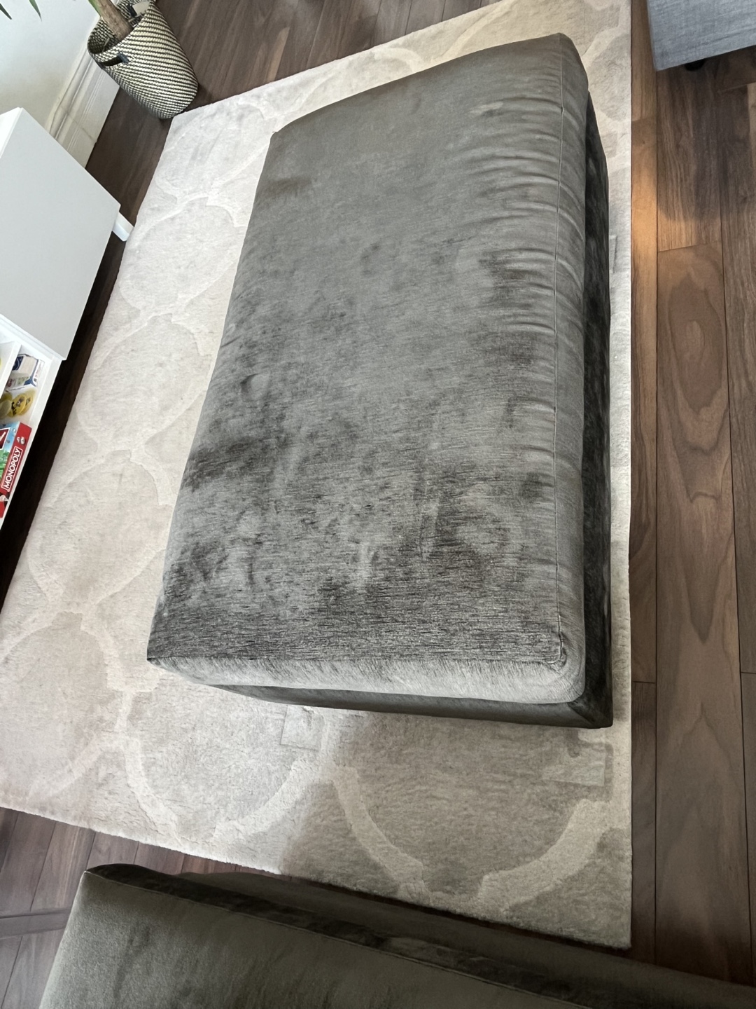Grey Velvet Storage Ottoman - photo 2