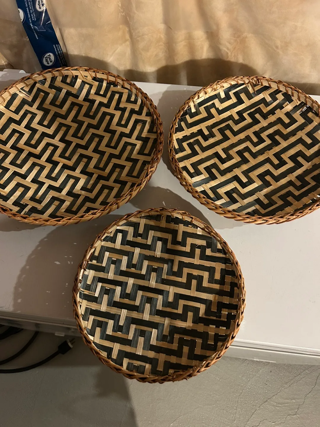 Set of Three Woven Bamboo Trays image indicator(2)