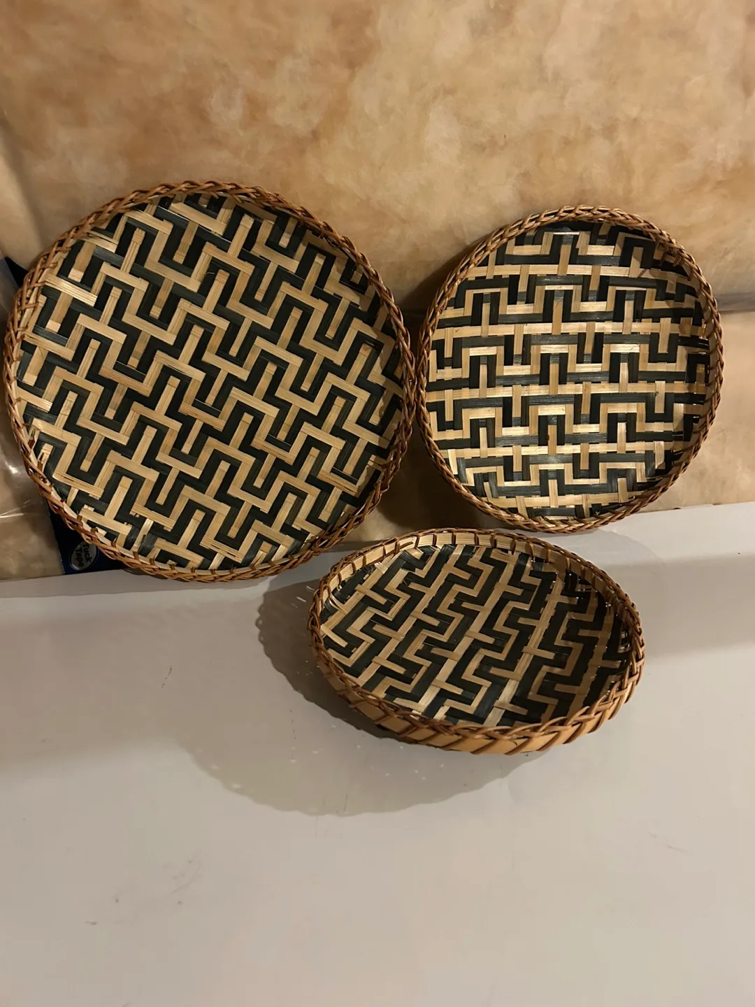 Set of Three Woven Bamboo Trays image indicator(3)