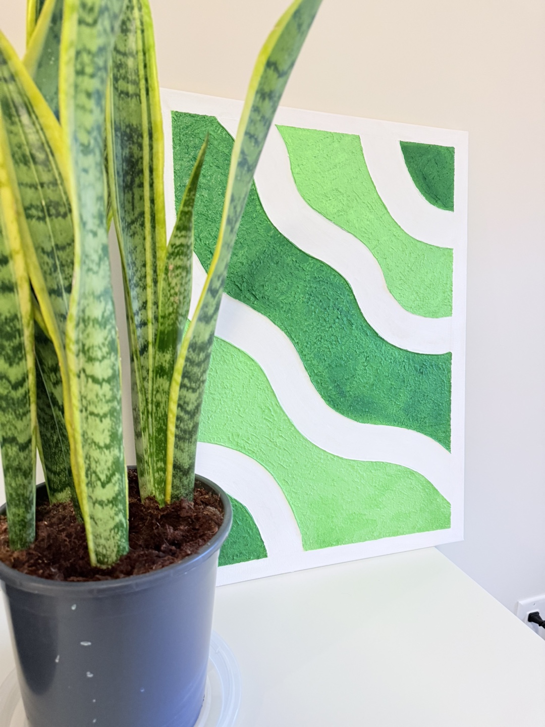Abstract Green Wave Canvas Wall Art hand painted - photo 2