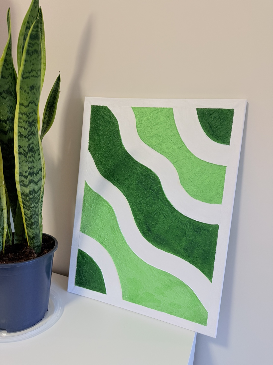 Abstract Green Wave Canvas Wall Art hand painted - photo 3
