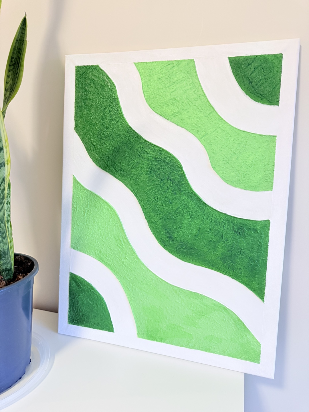 Abstract Green Wave Canvas Wall Art hand painted - photo 4