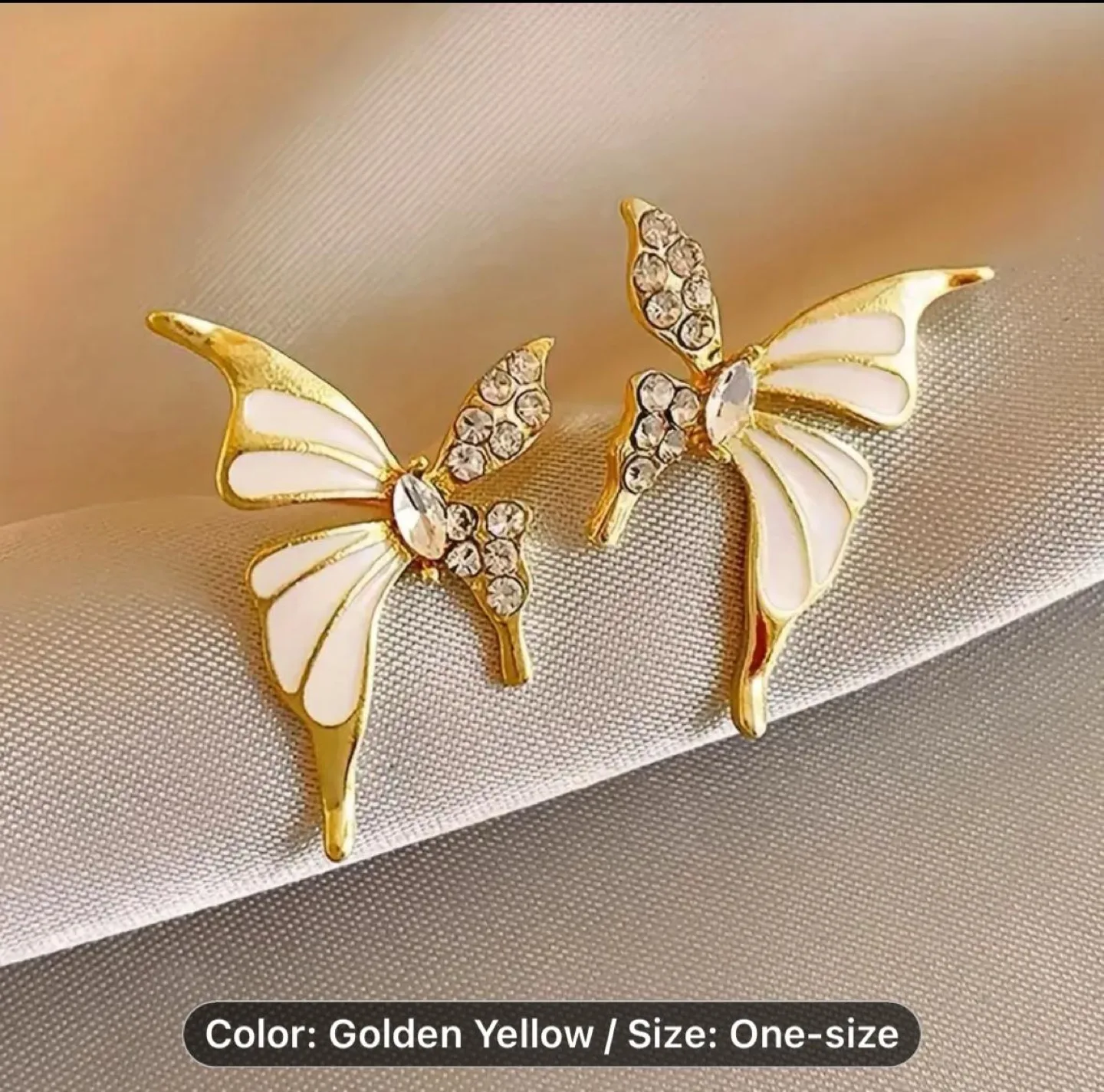 Gold Butterfly Earrings with Crystals thumbnail