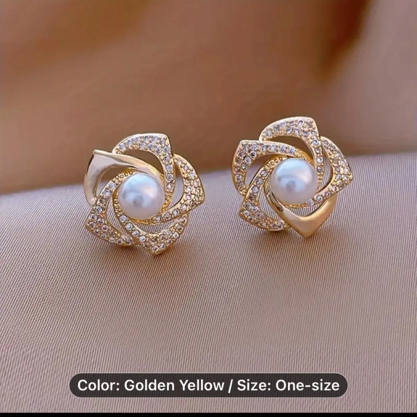 Elegant Pearl and CZ Flower Stud Earrings thumbnail