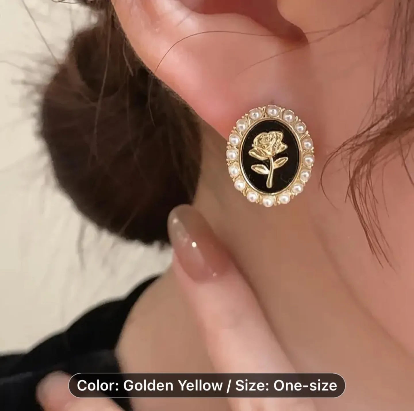 Elegant Rose Gold Pearl Stud Earrings thumbnail