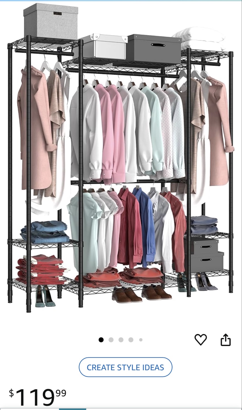 Black Metal heavy duty Clothing Rack with Shelves - photo 5