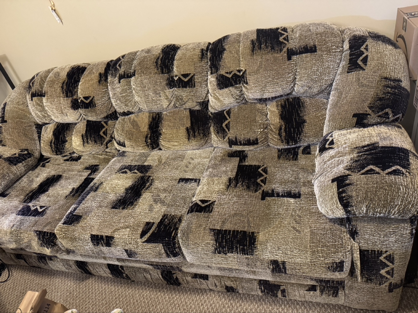 Used Sofa - Beige and Black Pattern - photo 2