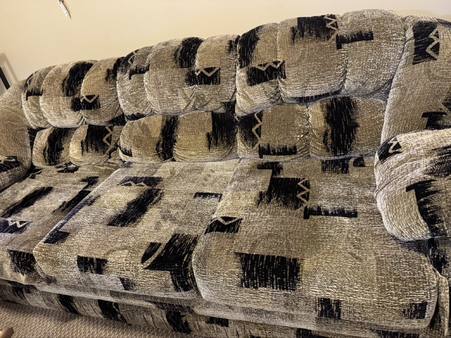 Used Sofa - Beige and Black Pattern