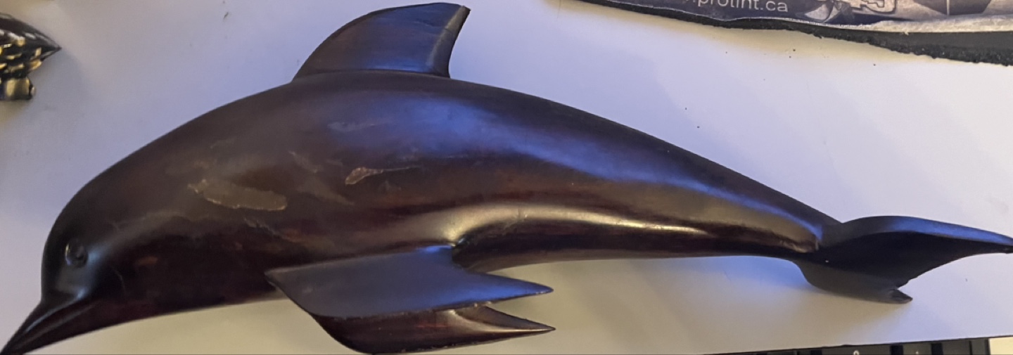 Hand-carved Wooden Dolphin Figurine - photo 2
