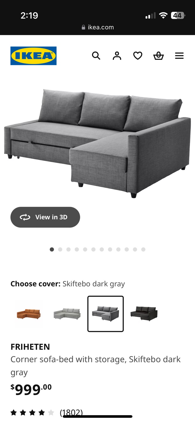 IKEA FRIHETEN Corner Sofa-Bed with Storage - Dark Grey - photo 4