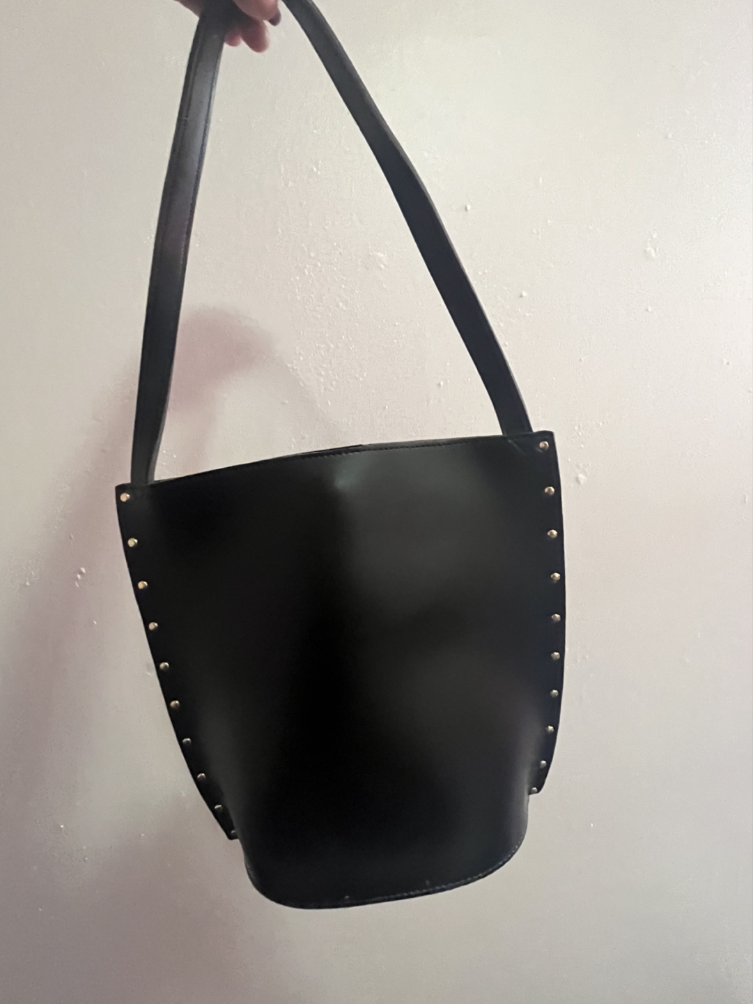 Black Studded Bucket Bag