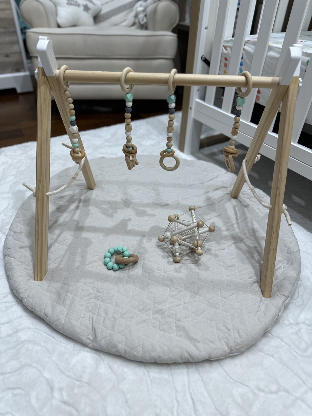 Wooden Baby Gym Playset with Toys