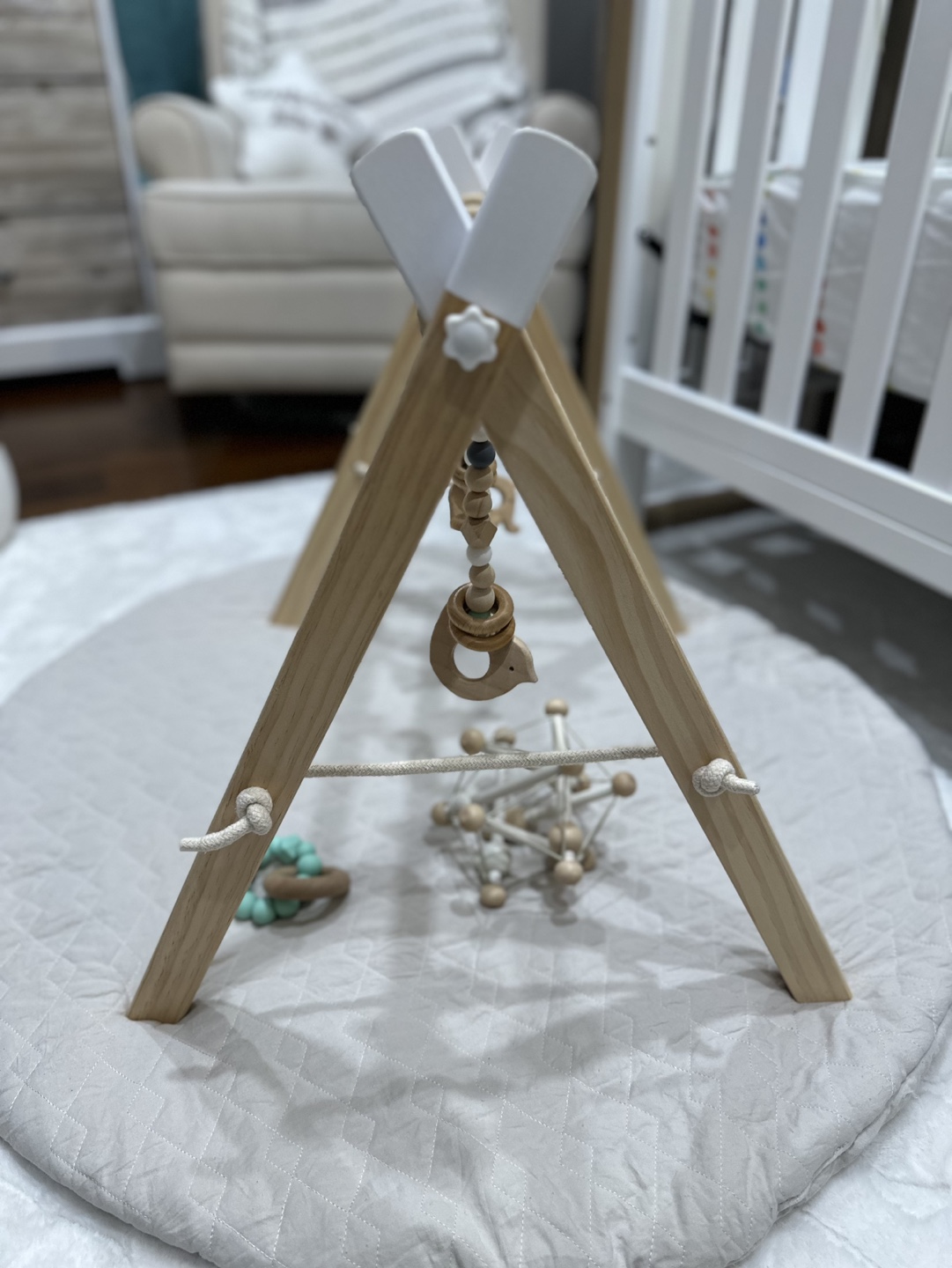 Wooden Baby Gym Playset with Toys - photo 2