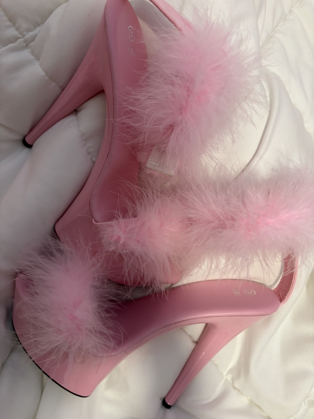 Pink Fluffy Platform Heels