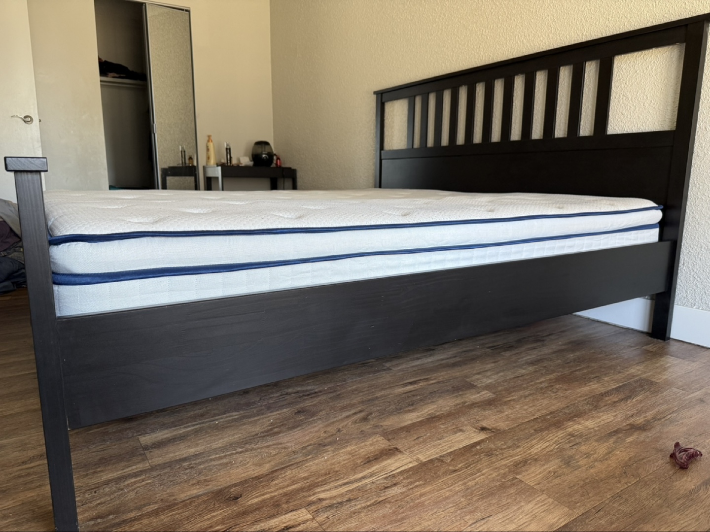 IKEA king size Bed Frame - Black-Brown and mattress