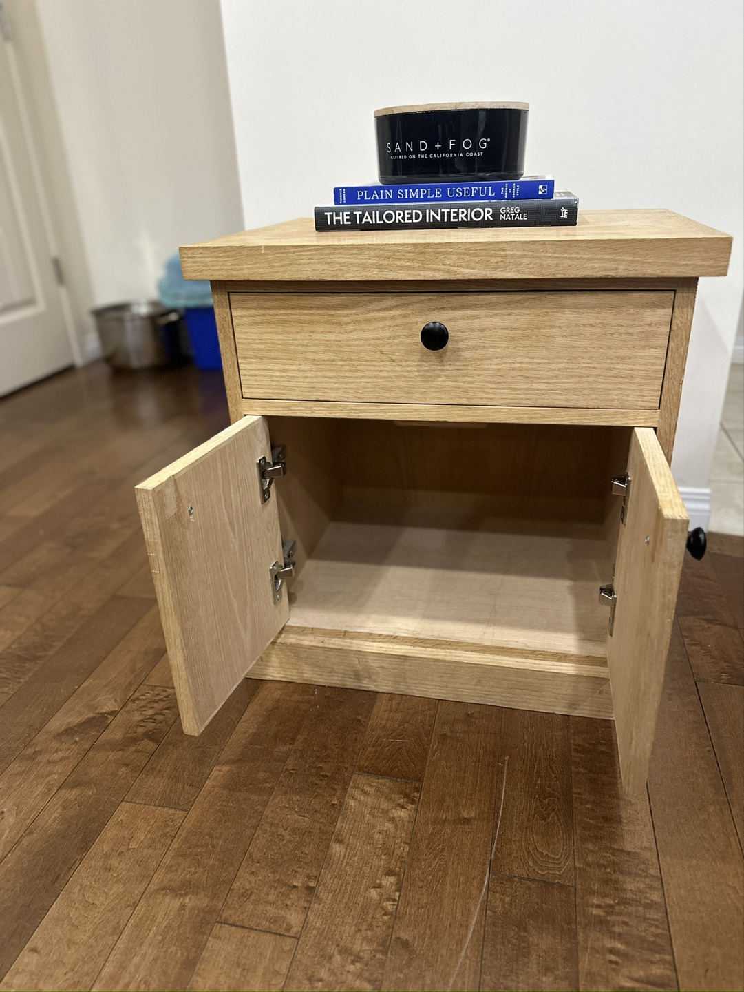 Solid Wood Nightstand with Drawer and Cabinet - photo 2