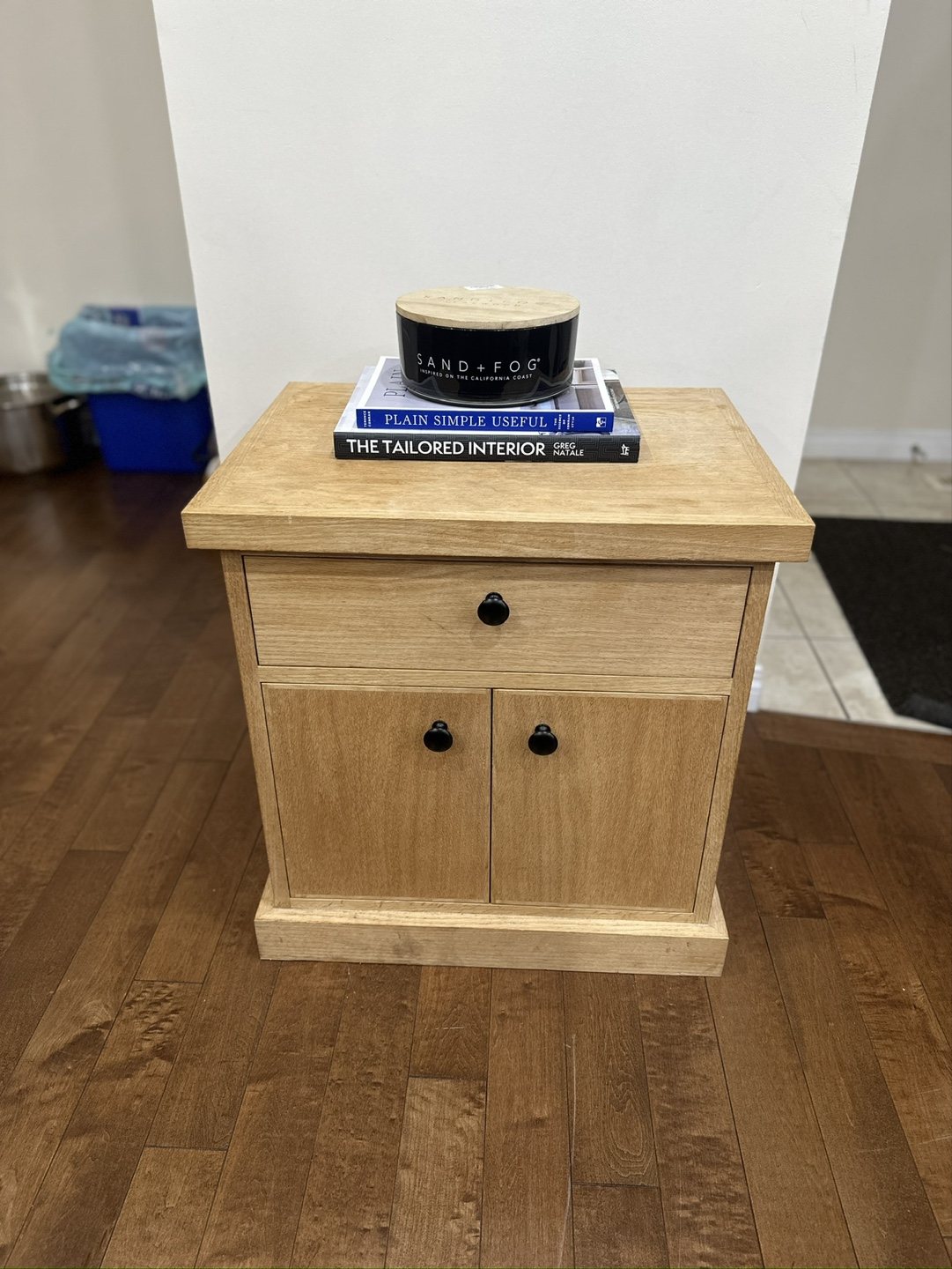 Solid Wood Nightstand with Drawer and Cabinet