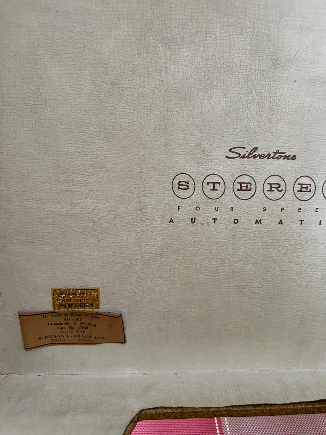 Vintage Simpson's Sears Automatic Phonograph image indicator(3)