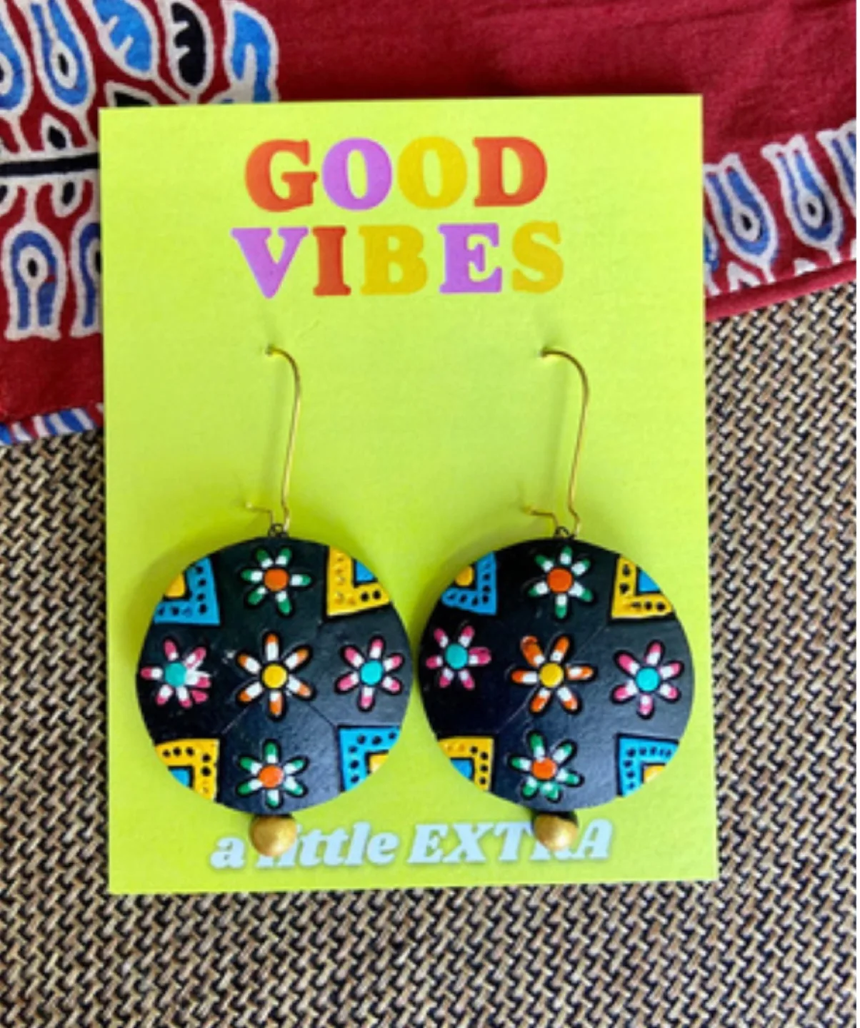 Bageecha a Hand-painted Floral garden earrings