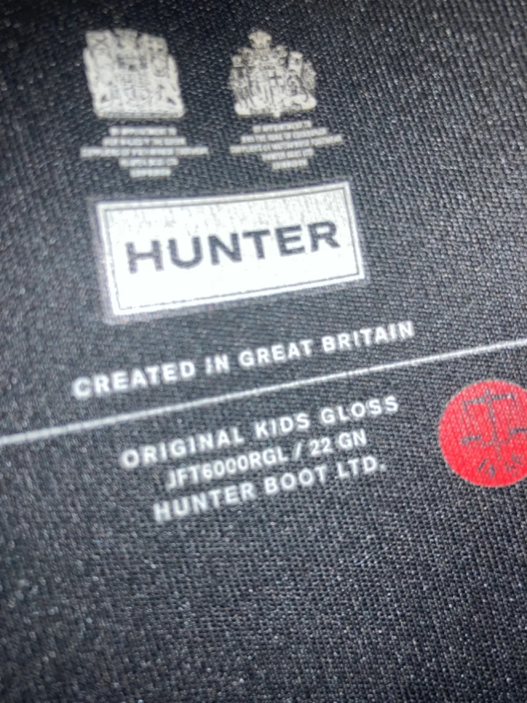 Hunter Kids Gloss Black Rain Boots Size US4 image indicator(3)