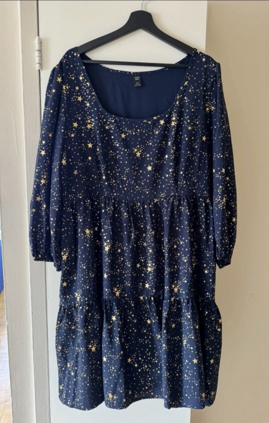 SHEIN LUNE Plus Star Print Bishop Sleeve Ruffle Hem Dress