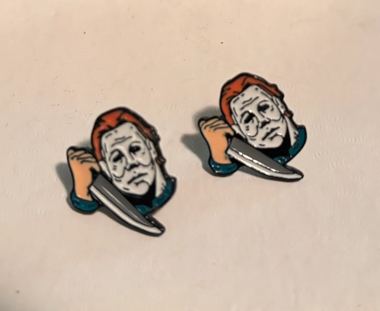 Michael Myers Halloween Enamel Pin Earrings thumbnail