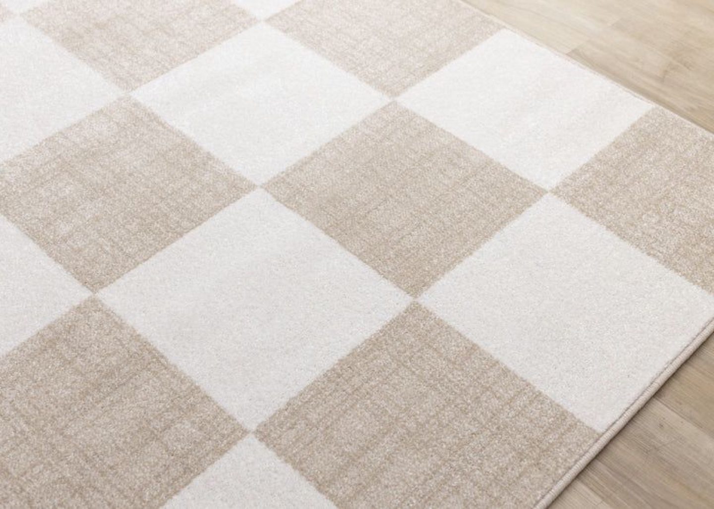 Beige and White Checkered Area Rug - photo 2