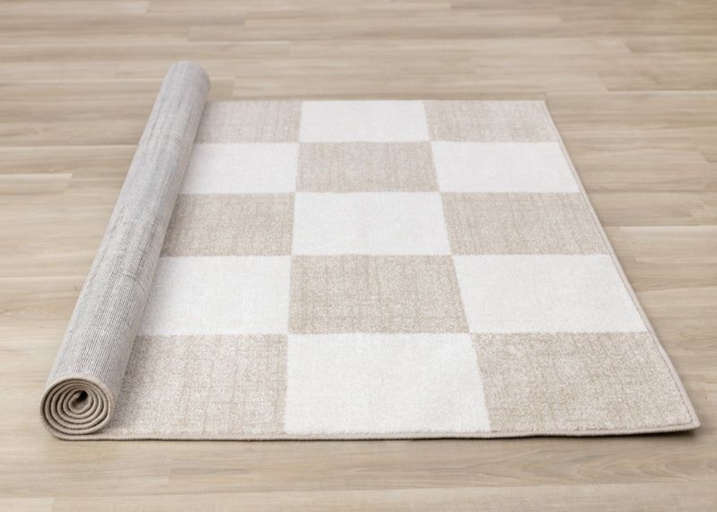 Beige and White Checkered Area Rug - photo 3