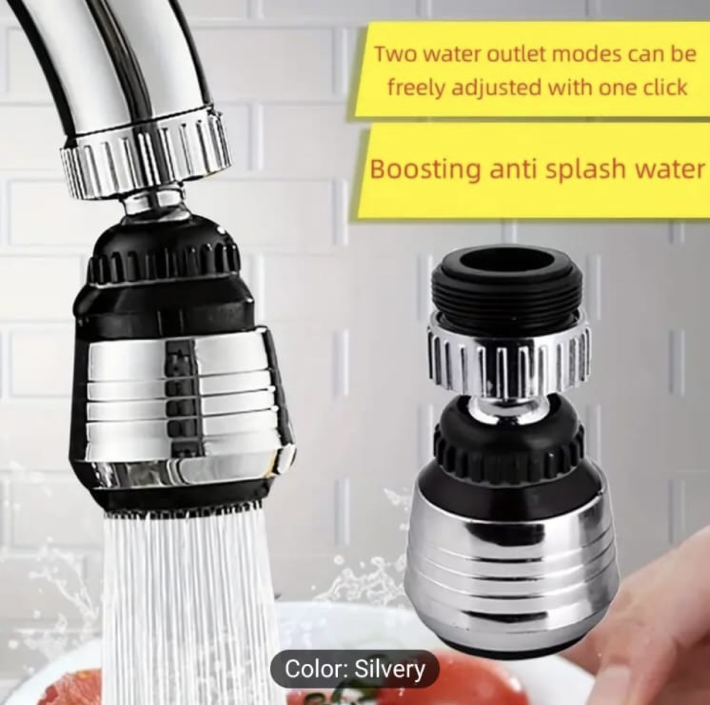 2-Mode Tap Faucet Aerator, Silver