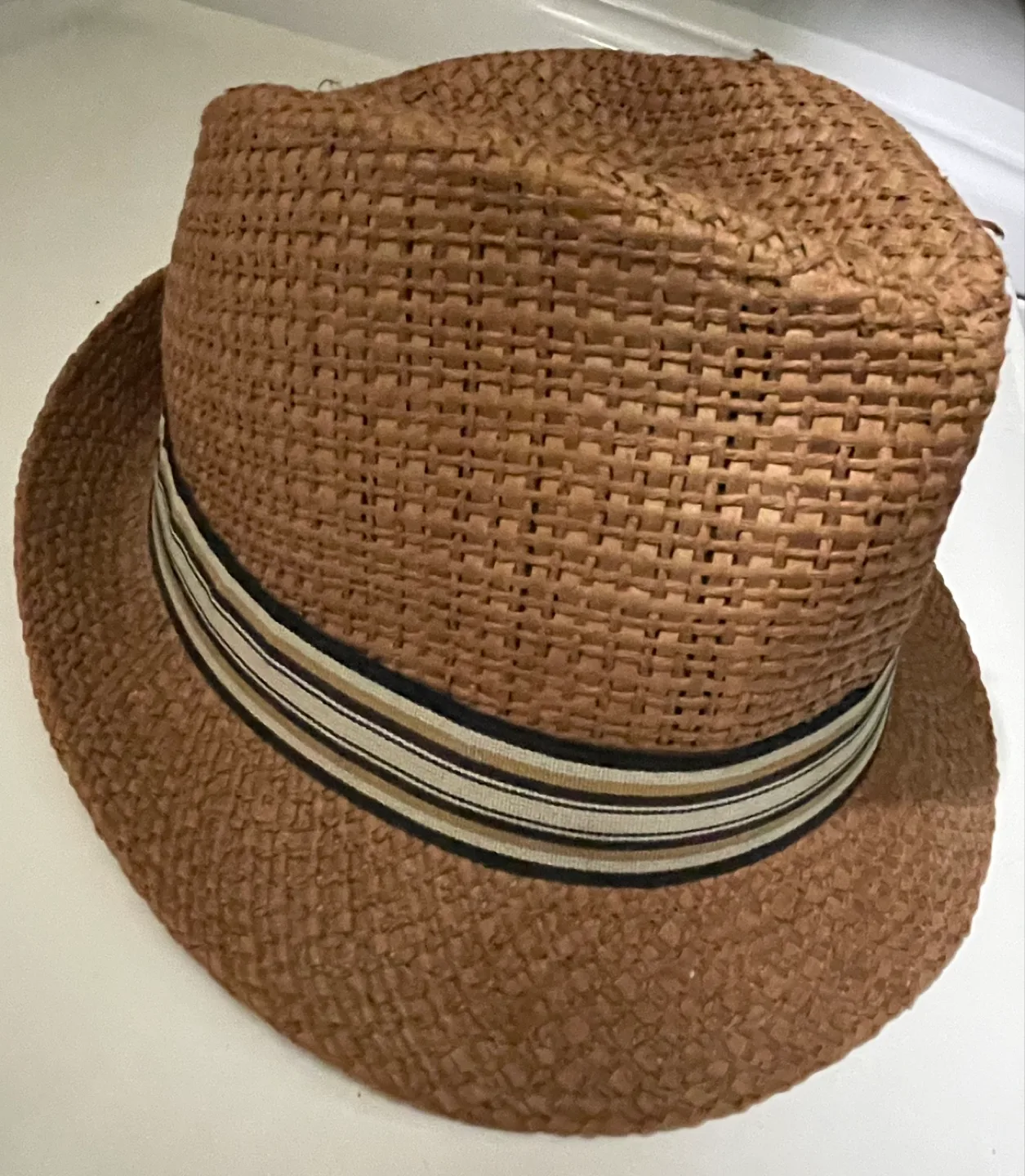Men's Brown Straw Fedora Hat image indicator(3)