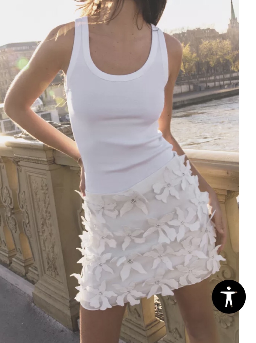 Zara Collection White Embroidered Floral Mini Skirt - photo 3