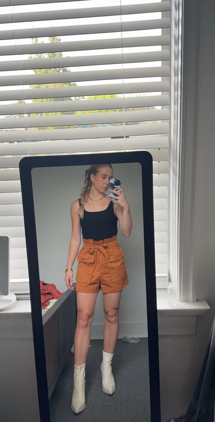Burnt Orange Paperbag Shorts thumbnail