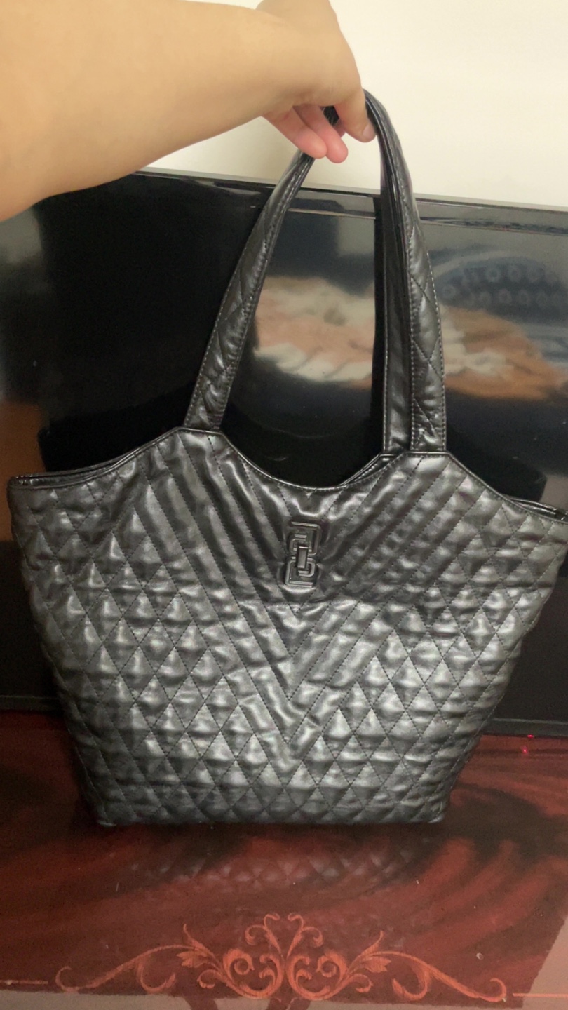 Black Quilted Tote Bag
