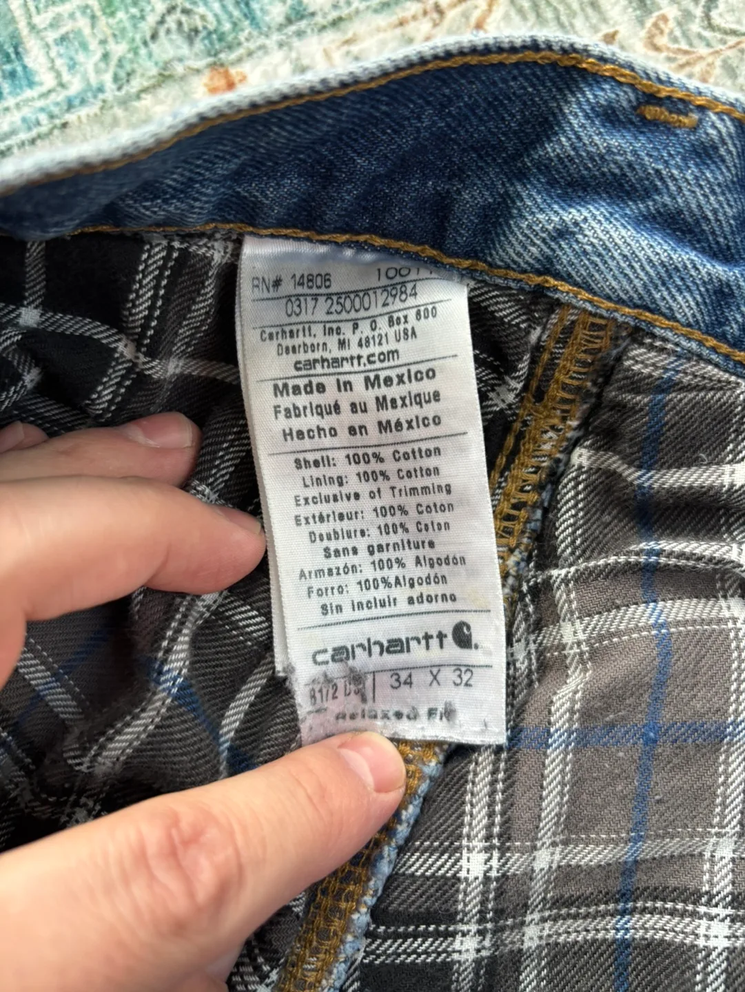 Vintage Carhartt Denim Jeans with Flannel Lining - Size 34x32 image indicator(3)