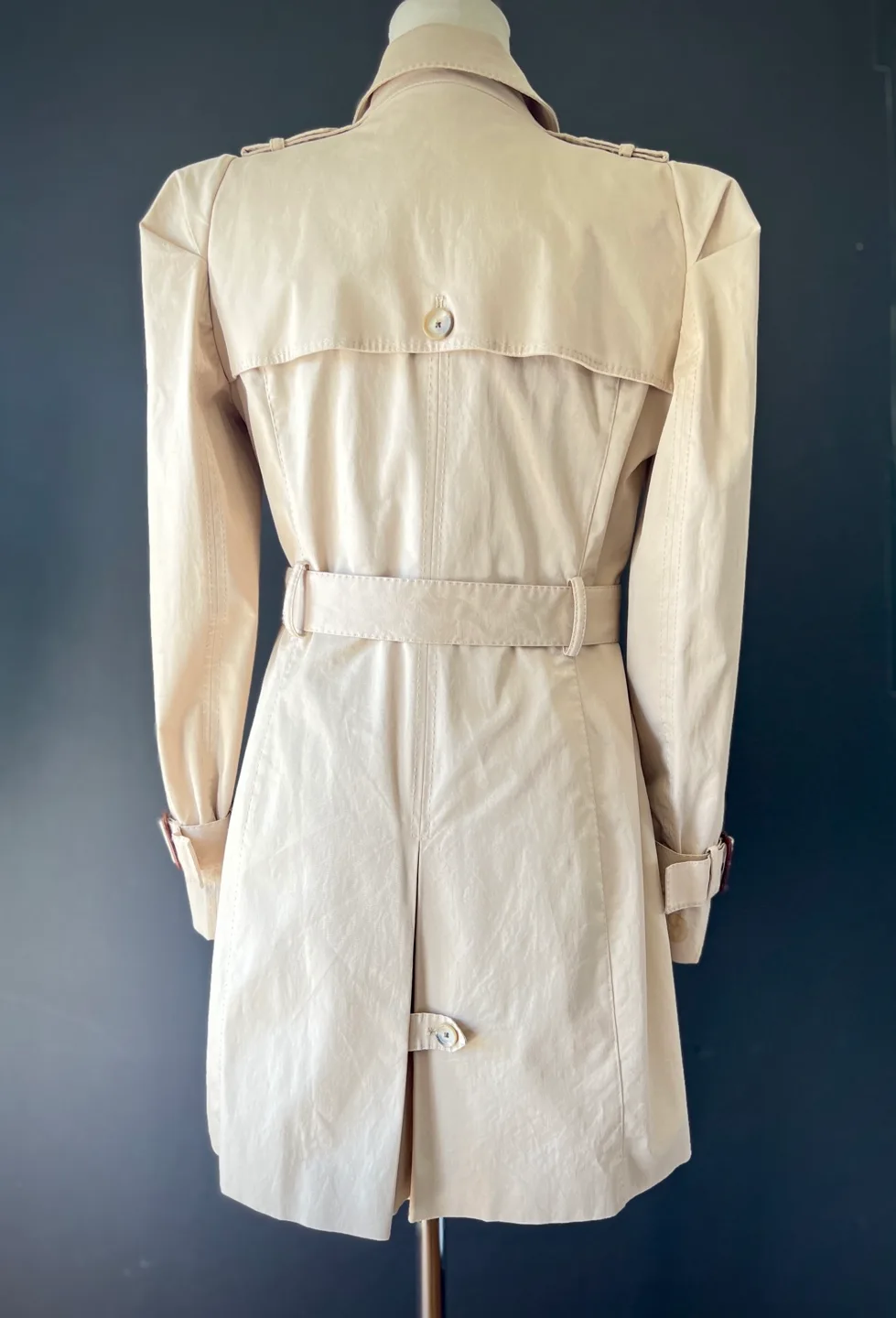 Beige Trench Coat with Puff Sleeves image indicator(2)