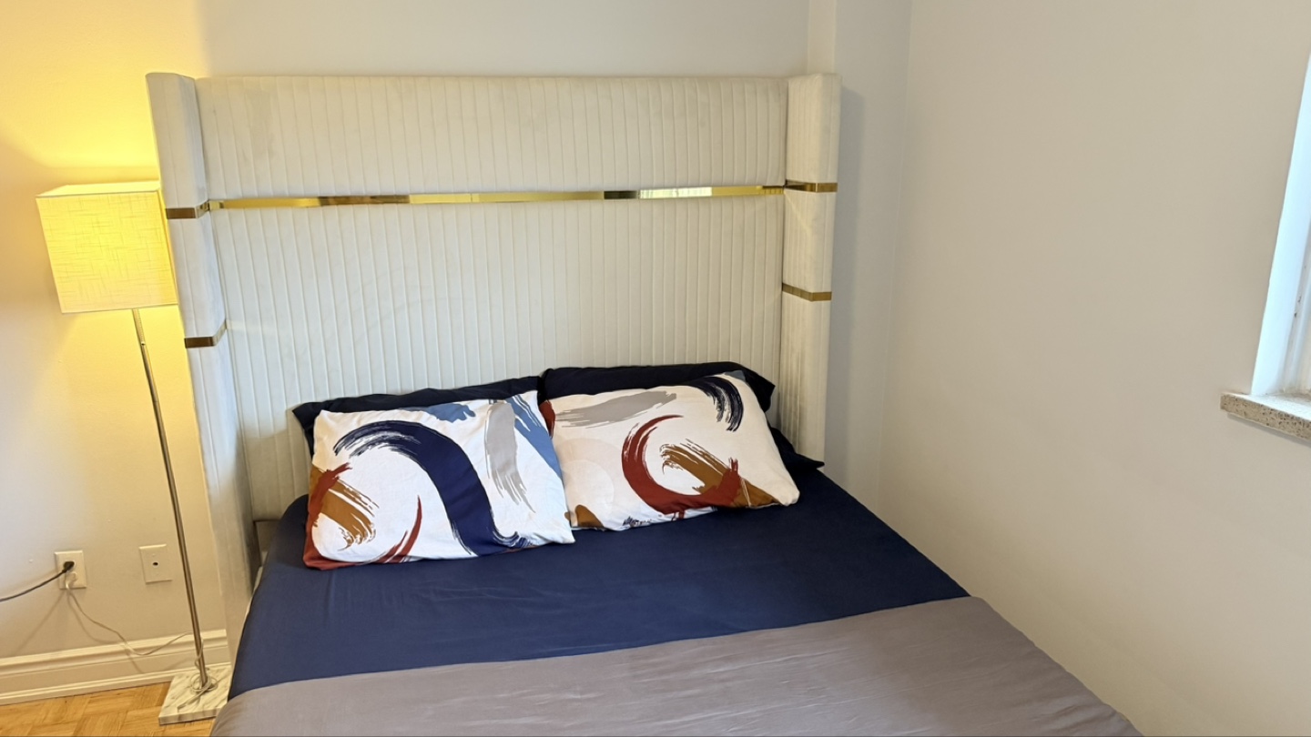 Modern White Velvet Queen Bed Frame with Gold Accents - photo 5