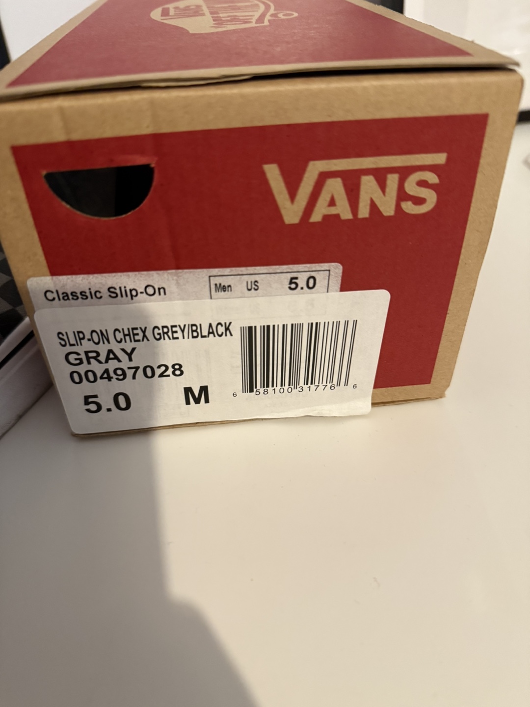 Vans Classic Slip-On Checkerboard Grey/Black Men's Size 5.0 - photo 3