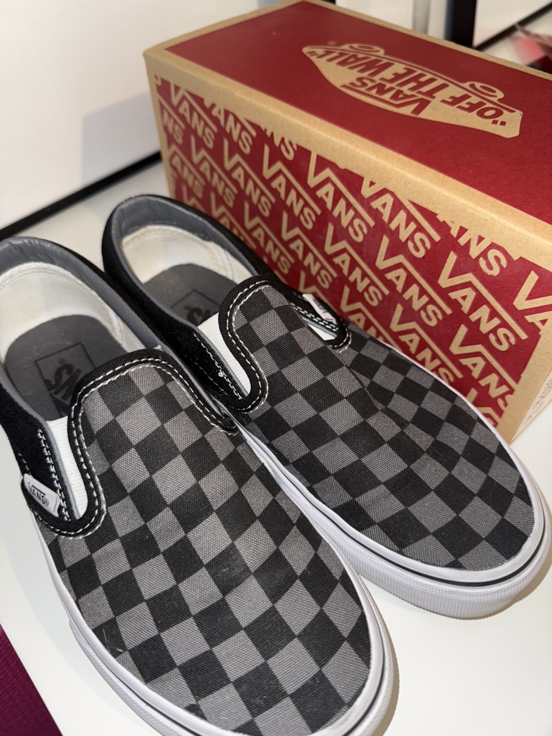 Vans Classic Slip-On Checkerboard Grey/Black Men's Size 5.0 - photo 4